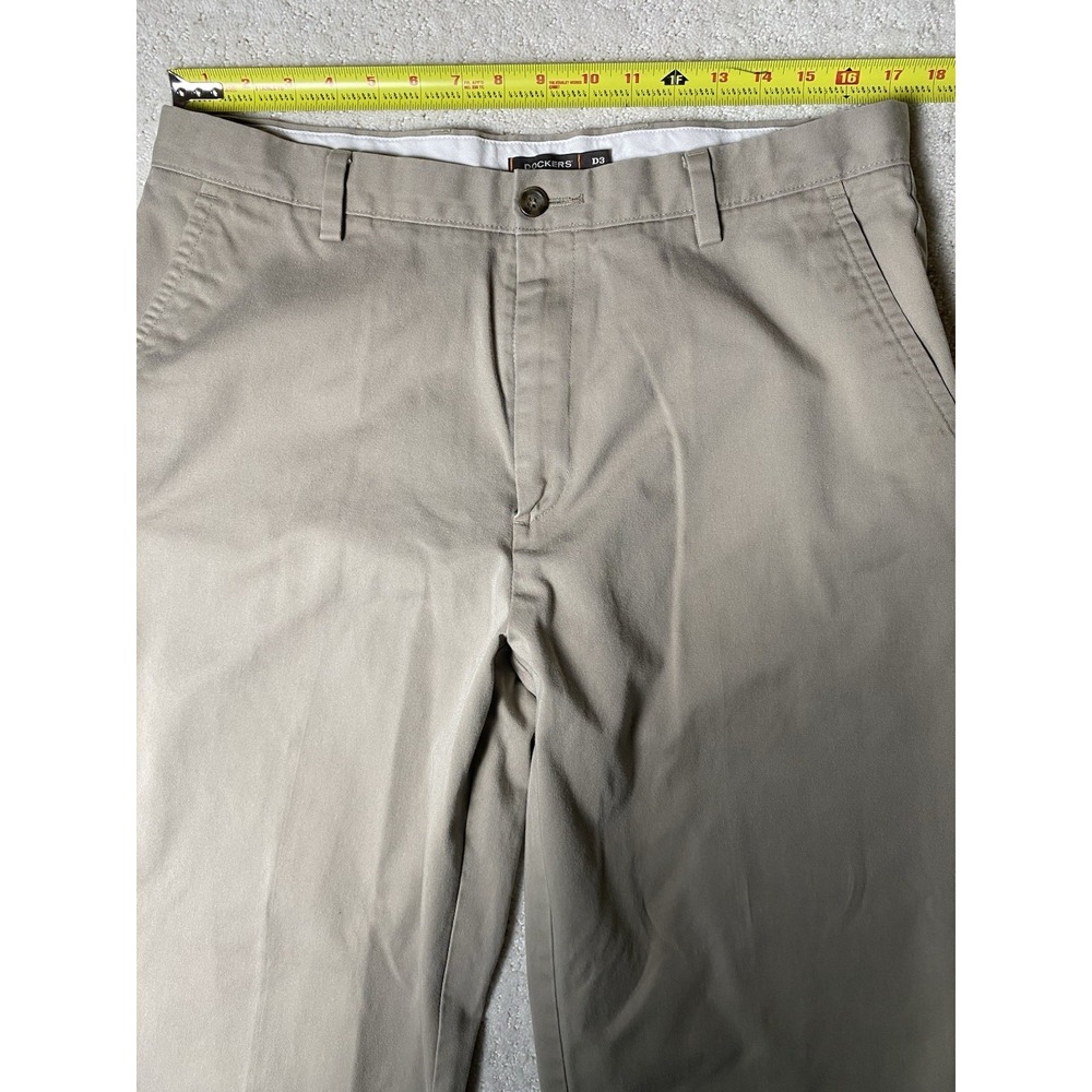 Dockers D3 Classic‎ Fit Khaki Chino Pants Men's 35x30 Flat Front Casual Tan - Picture 5 of 9